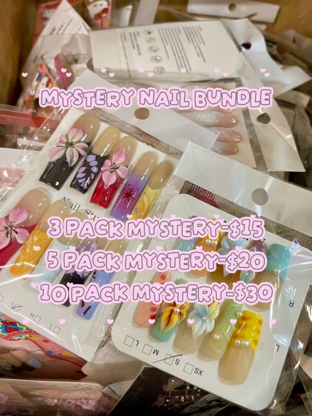 🌸5 for $20🐾Mystery handmade reusable salon-quality press on nail bundle!